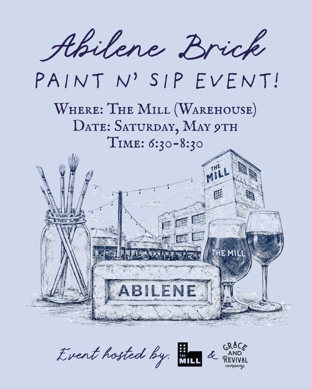 Paint N' Sip - Abilene Brick Painting Class at The Mill
